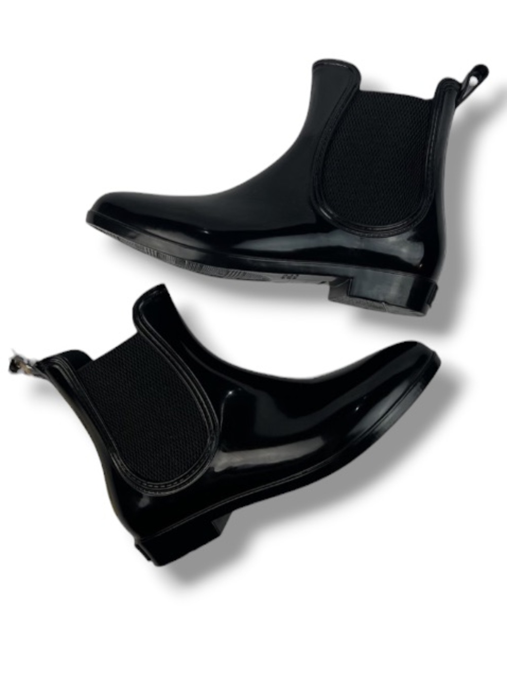 Seven7 Women’s Black Patent Chelsea Pull-On Dover Rain Ankle Waterproof Boots